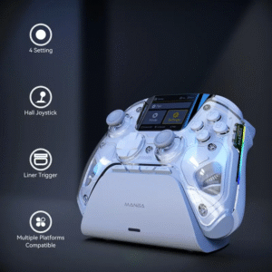🎮️Limited time special offer: $3.99🎮️Interactive on-screen wireless game controller for iOS/Switch/PC/Android/Steam platforms, Hall-effect joysticks and triggers, RGB lighting, remappable buttons-Xkdy™